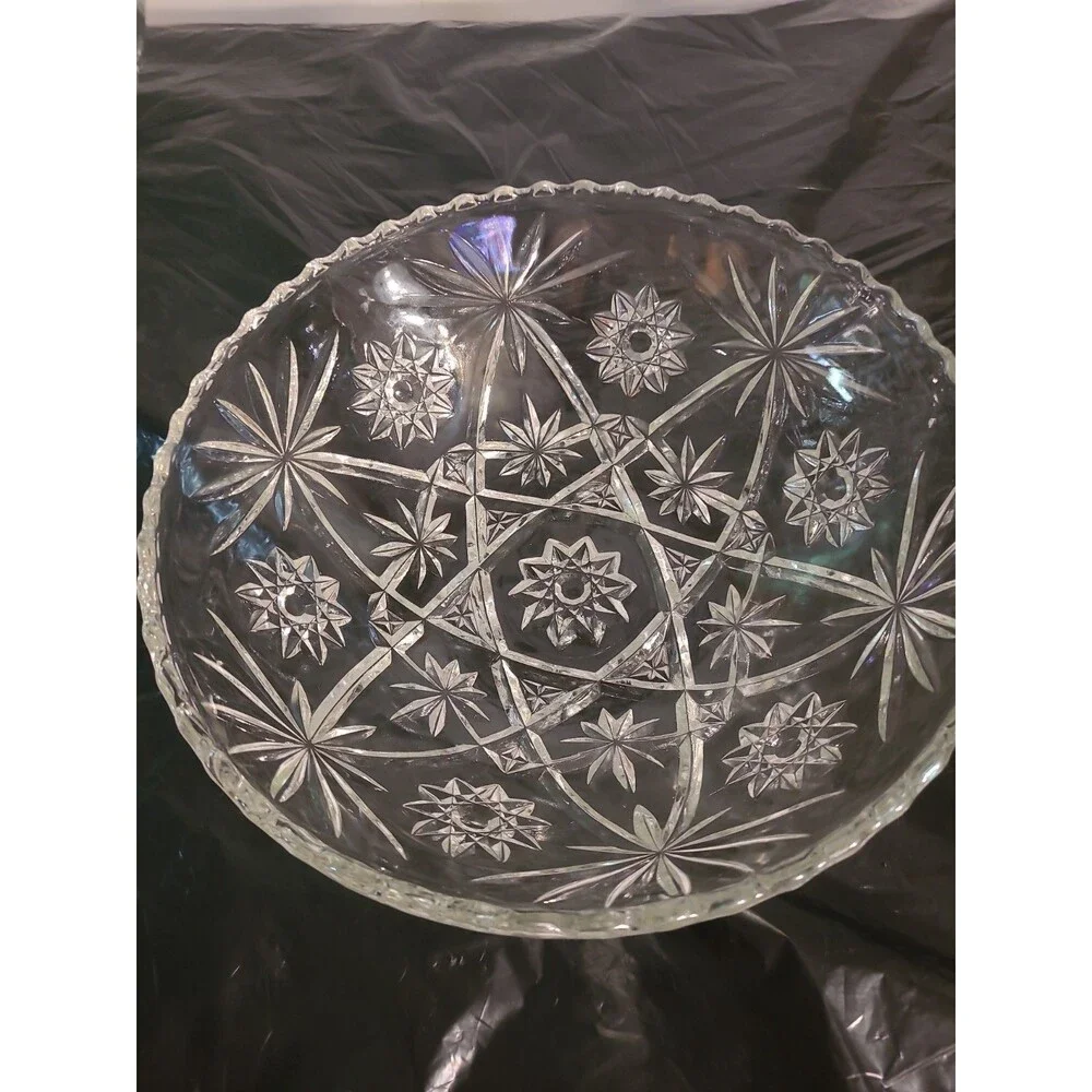 Vtg Anchor Hocking Star of David Serving Bowl 10 3/4